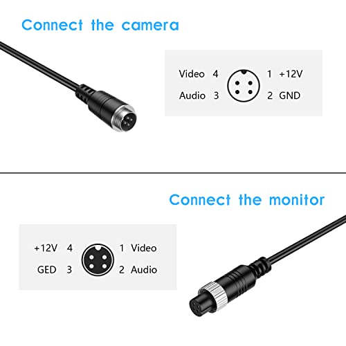 EKYLIN 65FT 20M Car Video Extension Cable 4Pin Aviation for CCTV Rearview Camera Truck Trailer Camper Bus Motorhome Vehicle Backup Monitor Waterproof Shockproof System - size: 65 ft