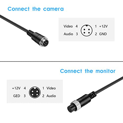 EKYLIN 65FT 20M Car Video Extension Cable 4Pin Aviation for CCTV Rearview Camera Truck Trailer Camper Bus Motorhome Vehicle Backup Monitor Waterproof Shockproof System - size: 65 ft
