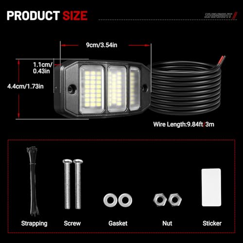SHINIGHT 12-Pod White Rock Lights, 6000K Pure White,72 LED SMD Chips, IP68 - size: 12 Pods