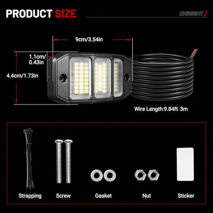 SHINIGHT 12-Pod White Rock Lights, 6000K Pure White,72 LED SMD Chips, IP68 - size: 12 Pods
