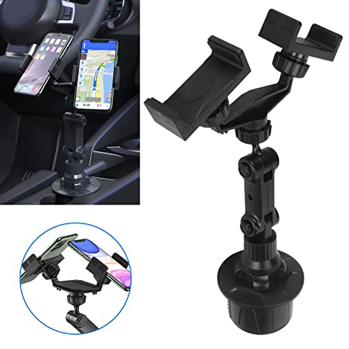 Yosoo Health Gear Dual Phone Holder Car Cup Slot Phone Holder Bracket, 360 Degree Rotation Adjustable Car Phone Holder Cup Holder Phone Mount for 3 to 7 in Size Phones, Cell Phone