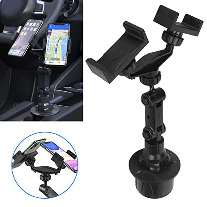 Yosoo Health Gear Dual Phone Holder Car Cup Slot Phone Holder Bracket, 360 Degree Rotation Adjustable Car Phone Holder Cup Holder Phone Mount for 3 to 7 in Size Phones, Cell Phone