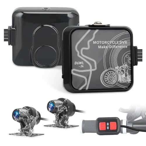 VSYSTO Motorcycle Dash Camera 2K Front and Rear Camera, 5G WiFi High Speed Download Video, Wired Controller, Starlight Night Vision Waterproof Motorbike Camera System, G-Sensor (Black-D6WL) - color: Black-D6WL