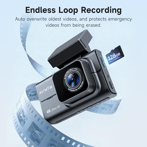 4K Dash Cam Front and Rear with Wi-Fi GPS Free 128GB Card, Dash Camera for Cars with HDR&WDR Night Vision, Car Camera with 3" Touch Screen, 170° Wide Angle, Loop Recording, 24H Parking Mode - style: dash cam with 128GB card