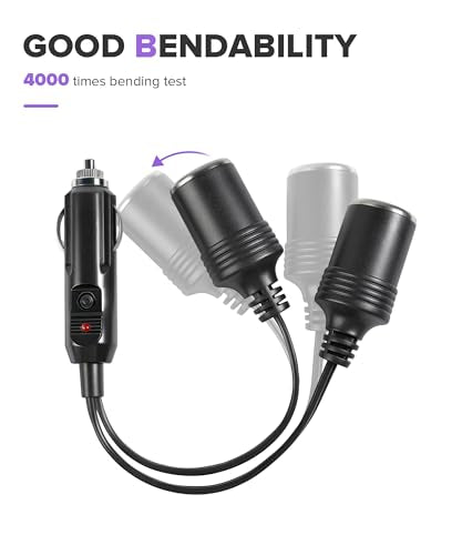 Car Cigarette Lighter Splitter,Car Accessories 18AWG Dual Cigarettes Lighter Extension Cord with 15A Fuse,Automotive Replacement Cigarette Lighters Parts,Used to Connect GPS,Refrigerator