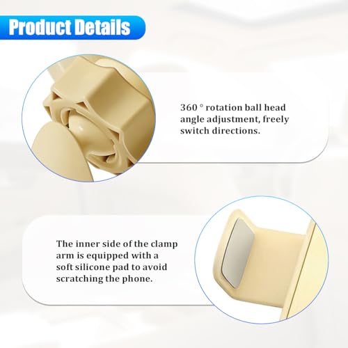 Zpana Car Phone Holder, 360° Adjustable Suction Cup Hands-Free Vehicle Windshield Dashboard Cell Phone Mount, Automotive Interior Smartphone Stand, Universal for SUV RV Truck (Beige) - color: Beige