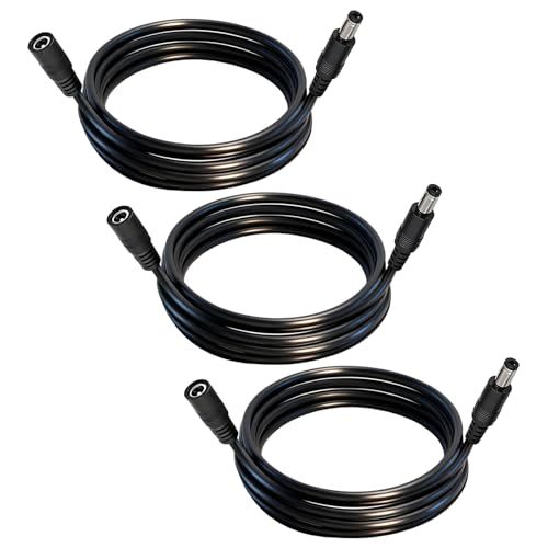 DC Power Extension Cable, 5.5mm x 2.5mm, 6.6FT, 3-Pack - color: Black 3pcs, size: 6.6ft