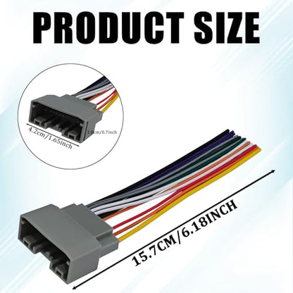 Car Radio Stereo Wiring Harness, Aftermarket Radio Wire Harness Kit with Antenna Adapter Connector for Car Stereo, Audio DVD Modified Power Speaker Cable Plug Connector for Dodge Wrangler