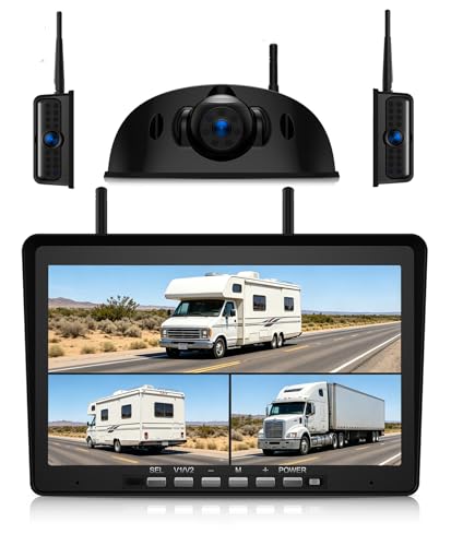 3 Wireless Backup Camera: 10.1'' DVR HD1080P Monitor, 1 Rear View+2 Side View Cameras, IP69K Waterproof, IR Night Vision, Compatible with Furrion Pre-Wired RVs - ZEROXCLUB BY503 - size: 10.1"-3 Cam