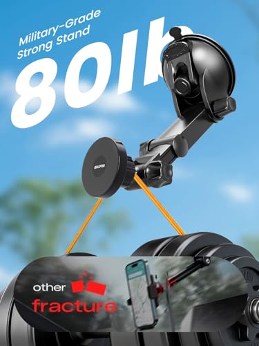 OHLPRO Magnetic Tablet Holder for Car Dashboard & Windshield, Adjustable Suction Cup Mount with Extendable Arm, 360° Rotation, Washable Base, Compatible with iPad, for Magsafe iPhones, Tablets - size: Fit for tabs/phones