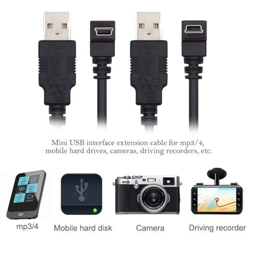 cablecc 2pcs/Set 5pin Mini USB B Type Male Down & Up Angled 90 Degree to USB 2.0 Male Power Data Cable 50cm - style: 1set Up & Down