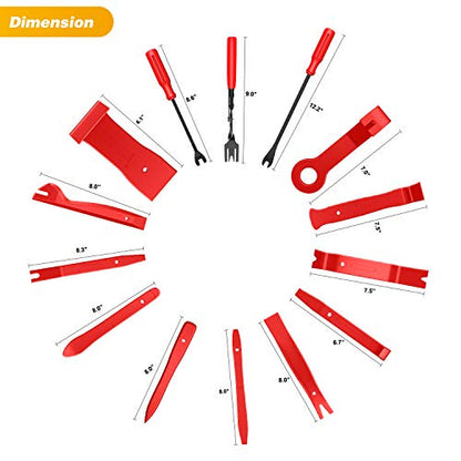 GOOACC 40Pcs Trim Removal Tool,Auto Terminal Removal Key Tool,Auto Clip Pliers Stereo Removal Tools,Car Upholstery Repair Removal Kit,Precision Hook and Pick Set,Wiring Threader,Car Film Scraper - color: Red