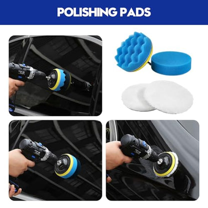 Qydipclin 38PcsB Car Detailing Kit, Car Detailing Brush Set, Car Wash Cleaning Kit, Car Detailing Brushes, Professional Car Care Kit for Interior Exterior Wheels, Blue - size: 38pcs-B