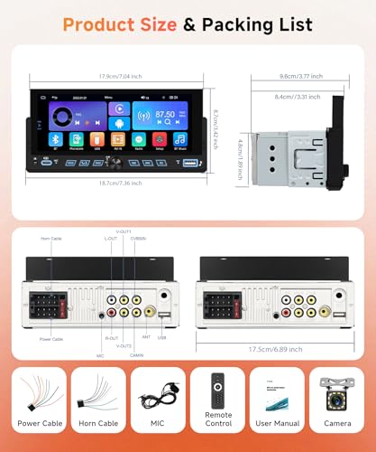 Rimoody 6.86" Single Din Car Stereo with Wireless CarPlay and Android Auto - style: 6.86 inch with Volume Knob and physical control buttons