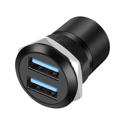 XMSJSIY USB 3.0 Panel Threaded Fixed Mount Adapter Dual USB Type-A Socket - style: Round