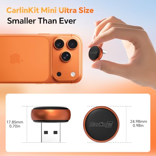 Carlinkit Mini Ultra 3 Wireless CarPlay & Android Auto Compact Adapter - color: Orange