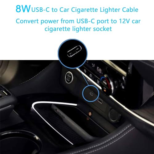 CERRXIAN 1ft USB C Male to 12V 8W Cigarette Lighter Socket Adapter Power Cable for Dash Cam, GPS, Car Led Light Strips - size: 1Pack