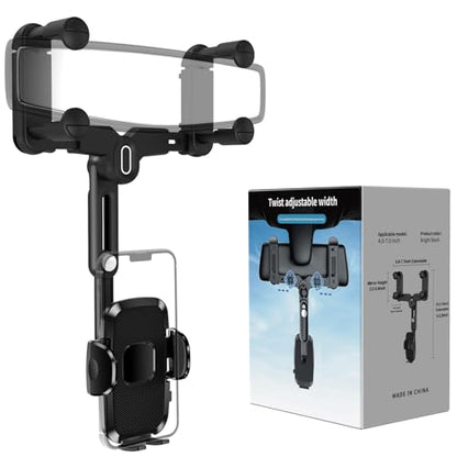 Car Phone Holder Mount, Rear View Mirror Phone Holder, Rotatable and Retractable Phone Holders for Your Car Compatible with iPhone Samsung All 4-7 Inch Cell Phones - style: Clamp