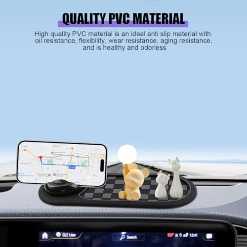 Multifunctional Car Anti-Slip Pad, 3 in 1 Rotatable Non-Slip Vehicle Dashboard Mat with Phone Holder & Temporary Parking Number, Dash Storage Pad for Key Gadget, Universal Fit (Grey/Black) - color: Grey/Black