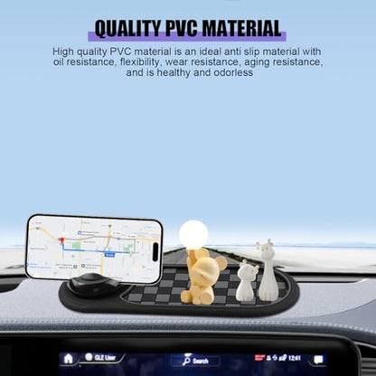 Multifunctional Car Anti-Slip Pad, 3 in 1 Rotatable Non-Slip Vehicle Dashboard Mat with Phone Holder & Temporary Parking Number, Dash Storage Pad for Key Gadget, Universal Fit (Grey/Black) - color: Grey/Black