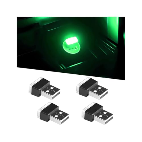 4 Pack 5 V 0.2 W USB Interior Ambient Lights, Green - color: Green