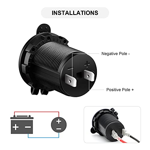 Cigarette Lighter Socket Car Marine Motorcycle ATV RV Lighter Socket Power Outlet Socket Receptacle 12V Waterproof Plug by ZHSMS - color: Black