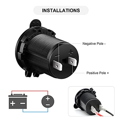 Cigarette Lighter Socket Car Marine Motorcycle ATV RV Lighter Socket Power Outlet Socket Receptacle 12V Waterproof Plug by ZHSMS - color: Black