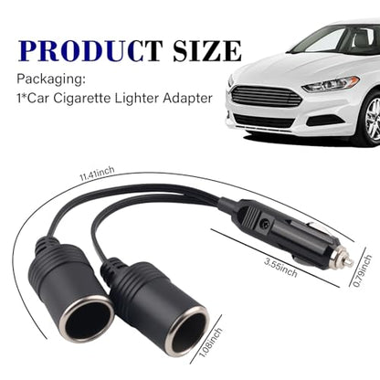 12V 1 to 2 Car Cigarette Lighter Adapter with 2 Sockets,18AWG Car Cigarette Lighter Splitter with 15A Fuse,Universal Dual Cigarettes Lighters Adapters for Cars 12V Splitter
