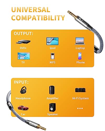 Aux Cord-3.5mm Male to Male Aux Cable with Magnetic Ring Supports[Hi-Fi,Shielded] 1/8 Inch Nylon Braided Auxiliary Audio Cable for Headphones,Car,Home Stereos,Speaker and More -2FT - size: 2FT/0.6M