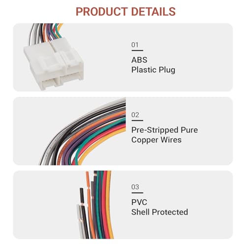 Radio Wire Harness with Antenna Adapter Fit for 1989-2002 Chevy GMC Buick, Stereo Receiver Install Connector Kit, Audio Navigation DVD Tail Line