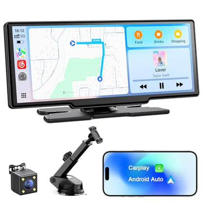 Avylet 8.1'' Wireless Apple Carplay Screen for Car, Android Auto with Backup Camera, Portable Car Stereo Touchscreen with OTA/GPS Navigation/Mirror Link/Voice Control/Bluetooth/AUX/FM/WiFi | with Backup Camera, Portable Car Stereo Touchscreen with OTA/GPS