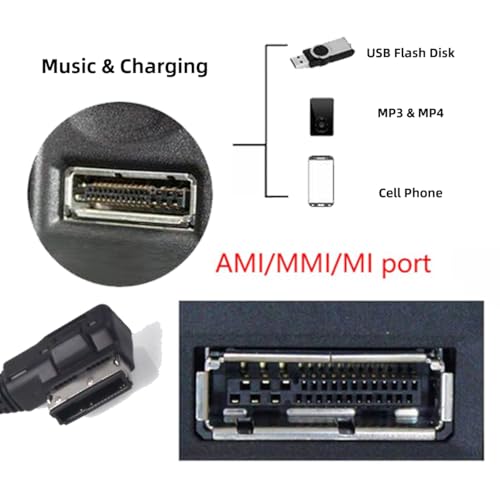 xiwai Media in AMI MDI to Stereo 3.5mm Audio & USB-C Aux Adapter Cable for Car VW Audi 2014 A4 A6 Q5 Q7