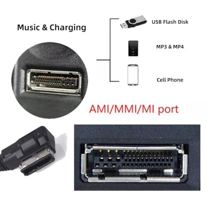 xiwai Media in AMI MDI to Stereo 3.5mm Audio & USB-C Aux Adapter Cable for Car VW Audi 2014 A4 A6 Q5 Q7