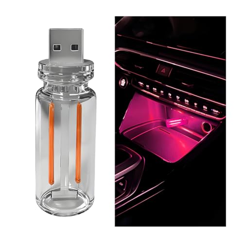 Car Retro Atmosphere Light, Mini Plug-in Touch Control USB Vehicle Glass Bottle LED Night Light, Portable Automotive Interior Ambient Lamp, Universal for Truck SUV Sedan (Pink) - color: Pink
