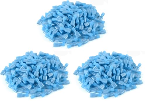 100 Pcs XHF Blue Nylon Female Spade Connectors 16-14 AWG Quick Disconnect Wire Terminals Insulated Wire Crimp Connectors (Pack of 3) - size: Female Blue 100PCS (Pack of 3)