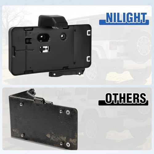 Nilight Rear License Plate Holder with Light for JK JKU 2007-2018 - color: Jeep Wrangler JK 2007-2018