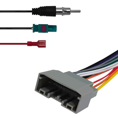 Car Radio Stereo Wiring Harness, Aftermarket Radio Wire Harness Kit with Antenna Adapter Connector for Car Stereo, Audio DVD Modified Power Speaker Cable Plug Connector for Dodge Wrangler