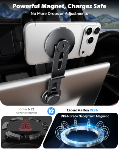 15W Charging Phone Mount for Tesla Model 3/Y, Magnetic Car Metal Holder