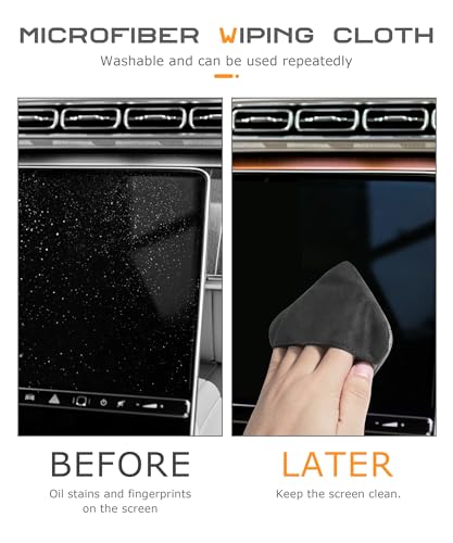 SCUARI Car Screen Cleaner,Touch Screen Cleaner for Car,Car Accessories Car Screen Wipes,Foldable Car Screen Cleaner Cloth,Square Microfiber Screen Cleaning Pad,Fits Car Dashboard LCD Display (Black) - color: Black