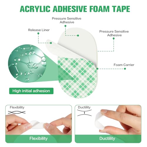 MINGXIN 100Pcs Double Sided Foam Tape Pads, Double Coated Pre-Cut Oval Mounting, 1.5mm Thick Heavy Duty White Polyurethane Foam with High Tack Adhesive for Crafts, Home, Outdoor Signs& Car (40x24mm) - color: 40*24mm Oval