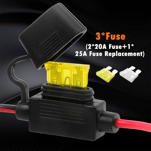 CUZEC 4ft / 1.2m 14 AWG Extension Cord Dual Plug Socket with Battery Clamp 12V/ 24V Battery Clip-On and Cigarette Lighter Adapter