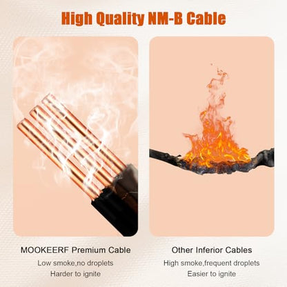 10/2 Wire with Ground - 10FT 10 Gauge NM-B Non-Metallic Sheathed Cable 100% Pure Copper 10 AWG 2 Conductor Residential Indoor Wire for Outlets, Switches, Other Loads and Lighting Wiring Projects etc. - size: 10FT, style: 10AWG/2