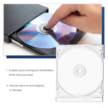 6 PCS Standard Single Clear CD Jewel Case, 10mm Vehicle Slim Clear Disc DVD Cases with Assembled Tray, Single CD Protective Cover Plastic Storage Box Replacement for Cars (Transparent) - color: Transparent