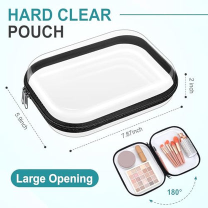 Sanwuta 6 Clear Hard Zipper Case, Black, 7.87 x 5.9 x 2 Inch - color: Black, size: 7.87 x 5.9 x 2 Inch