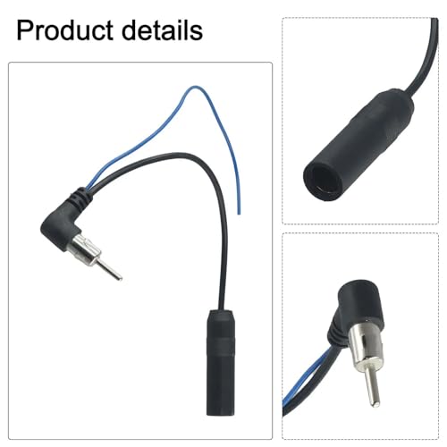 Car Radio Antenna Extension Cable with Power Supply Booster Lead Wire DIN Plug Male to Female Adapter Connector for Car Stereo Head Unit Aftermarket Car Audio System AM FM Radio Receiver