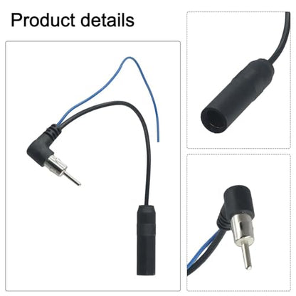Car Radio Antenna Extension Cable with Power Supply Booster Lead Wire DIN Plug Male to Female Adapter Connector for Car Stereo Head Unit Aftermarket Car Audio System AM FM Radio Receiver