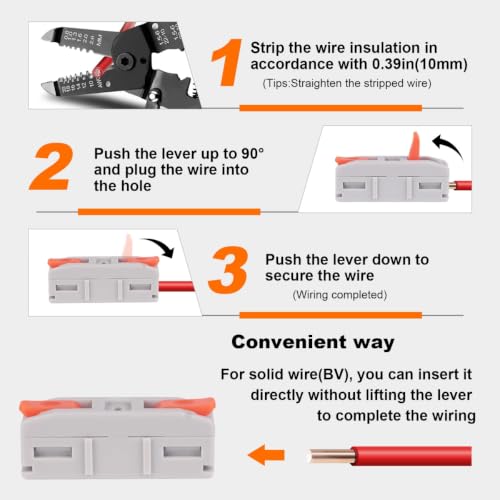 30PCS AVARBUVO Lever Wire Connectors, Mini Quick Connector Push-in, 1 in 1 Out Electrical Wire Inline Terminal for Splicing 24-12 AWG - size: 30PCS