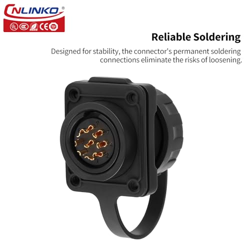 CNLINKO YM-20 9 PIN Waterproof Connector, IP68 Circular Connector, Quick Plugging Aviation Connector, PBT Plastic Shell Solder Connector M20 Male -Female Flange Socket (9 PIN) - size: 9-Pin, style: Solder-Assembly