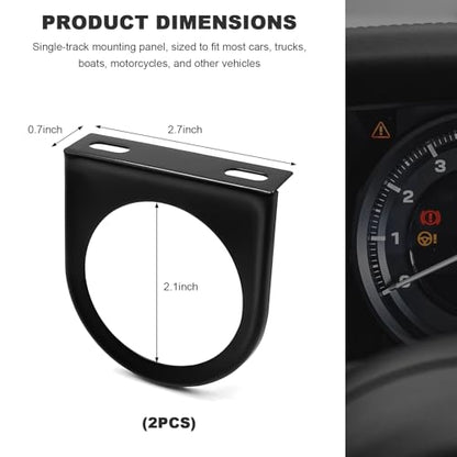 2PCS Single Gauge Mounting Panel, 52mm 2.1 Inch Gauge Pillar Mount Pod Holder with Single Hole, Universal Metal Dashboard Gauges Mounting Bracket Holder for Sedan Truck Boat - color: 2 PCS