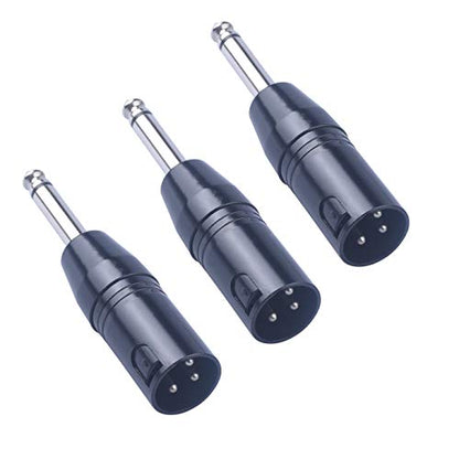 XLR Male to 1/4" Adapter Upgrade 6.35mm Mono to XLR Gender Changer, Quarter Inch TS to 3 PIN XLR Converter Audio Coupler Connector Metal Construction Mic Jack Plug (3 Pack)